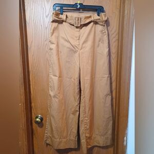 LOFT Belted Wide Leg Khaki Pants
